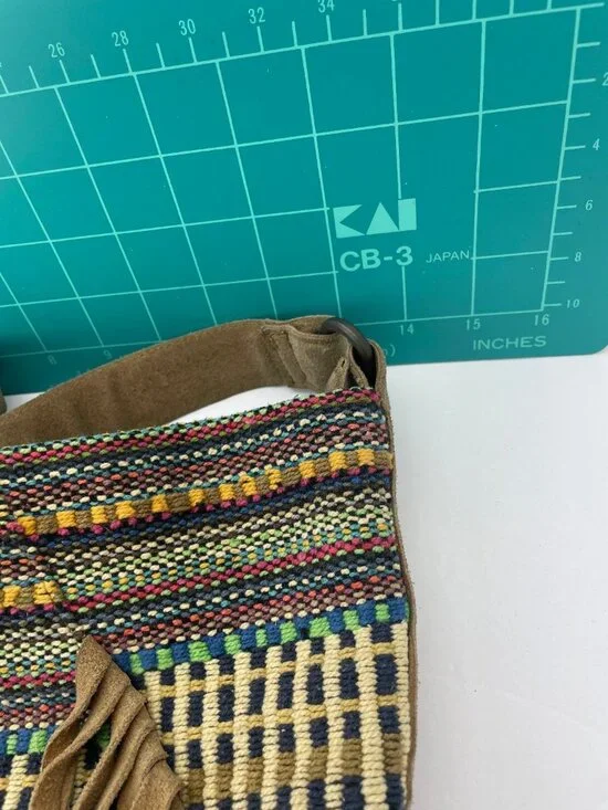 SATINATO Hobo Bag Women’s Brown Multi Fringe Woven Suede Festival - Picture 11 of 12